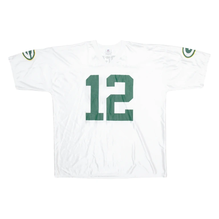 NFL Green Bay Packers Mens Football Shirt Jersey White USA V-Neck Nylon 2XL