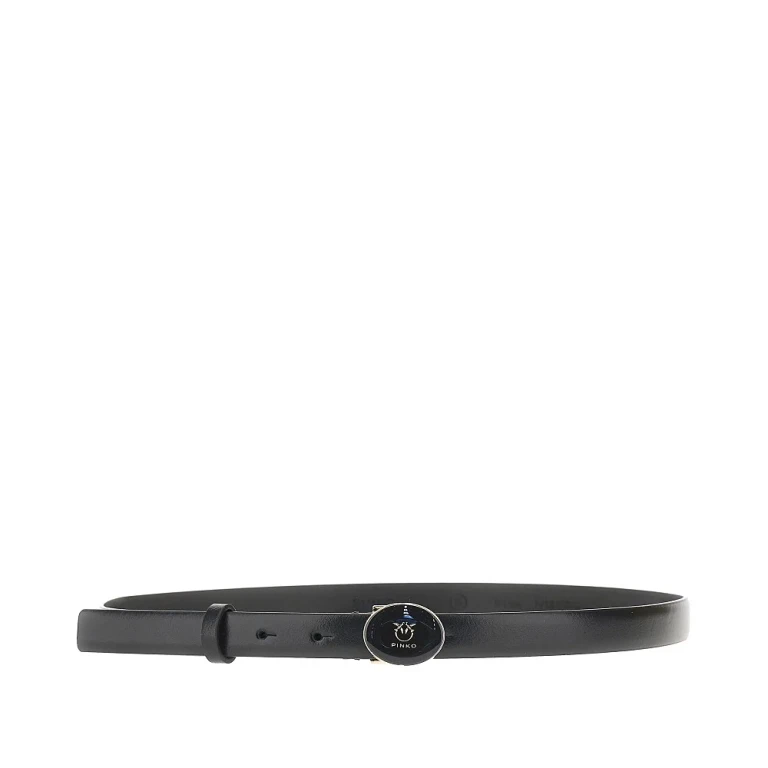PINKO Leather belt with enameled buckle Woman XS