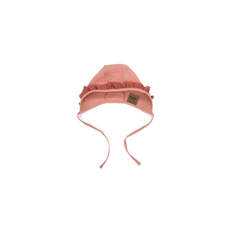 Organic Muslin Baby Hat Pink with Ruffle
