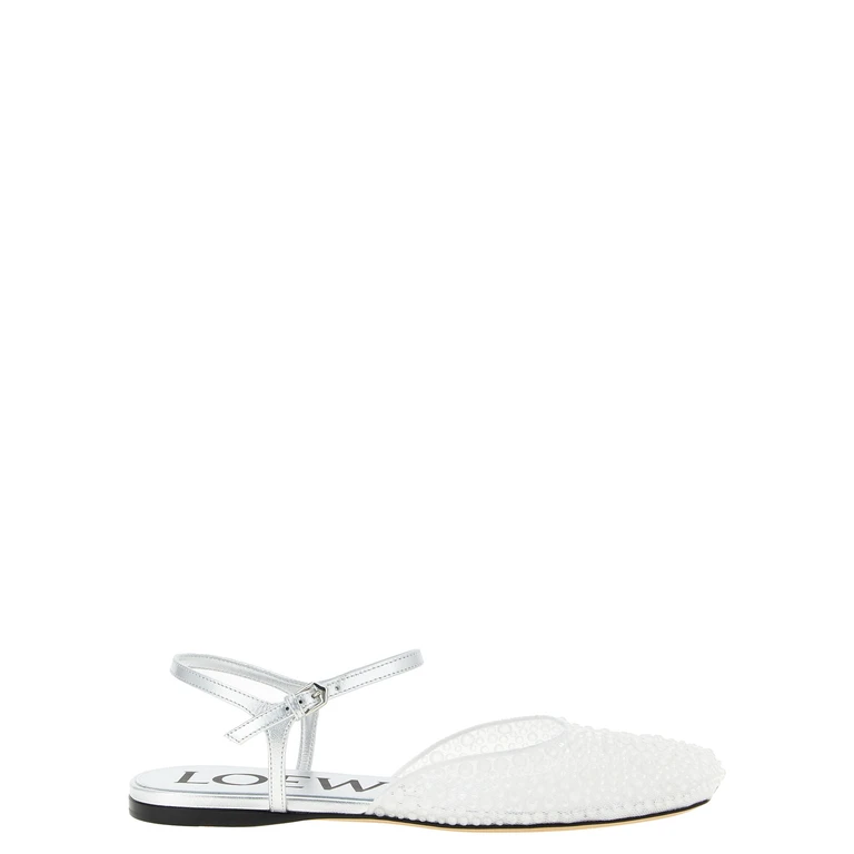 White Polyamide Ballet Flats - Women