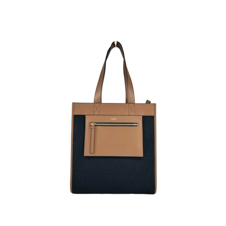 Burberry Small Pocket Tote Manzon Bag Purse Gold Canvas - Women