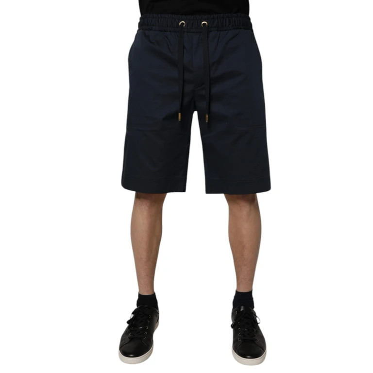 Navy Blue Cotton Stretch Men Bermuda Shorts Co+03 - Men