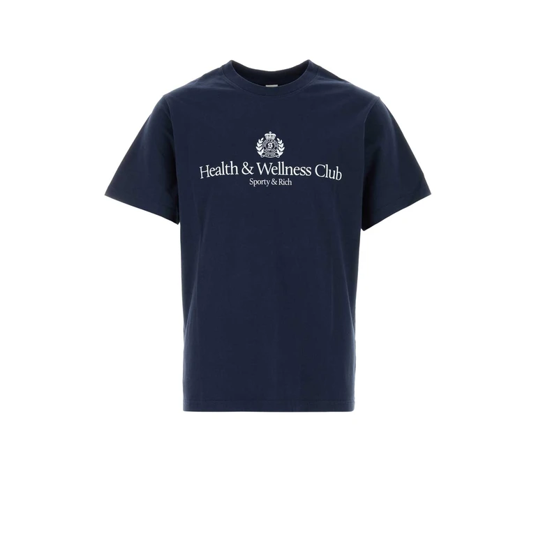 Sporty & Rich Navy Blue Cotton T-Shirt Darknavywhite Exterior - Men