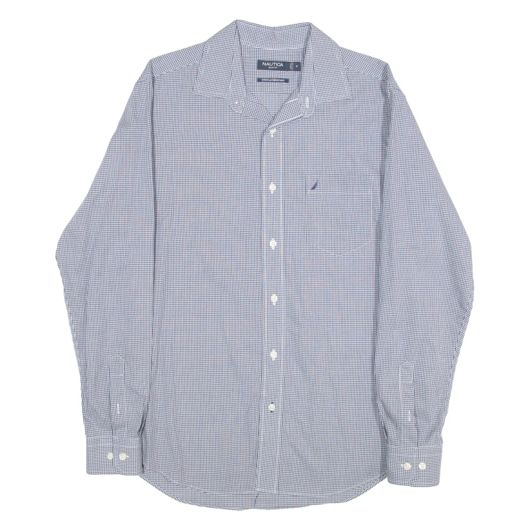 NAUTICA Slim Fit Mens Shirt Blue Check Long Sleeve M