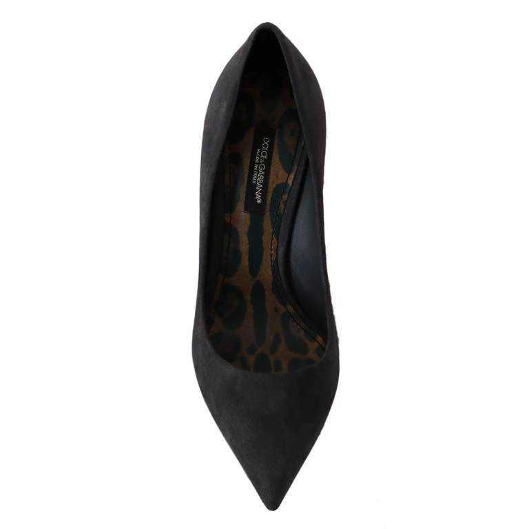 Dolce & Gabbana Gray Suede Leather Stiletto Shoes Heels - Women