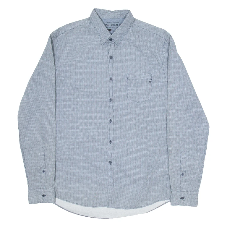 REPLAY Mens Plain Shirt Black Long Sleeve XL