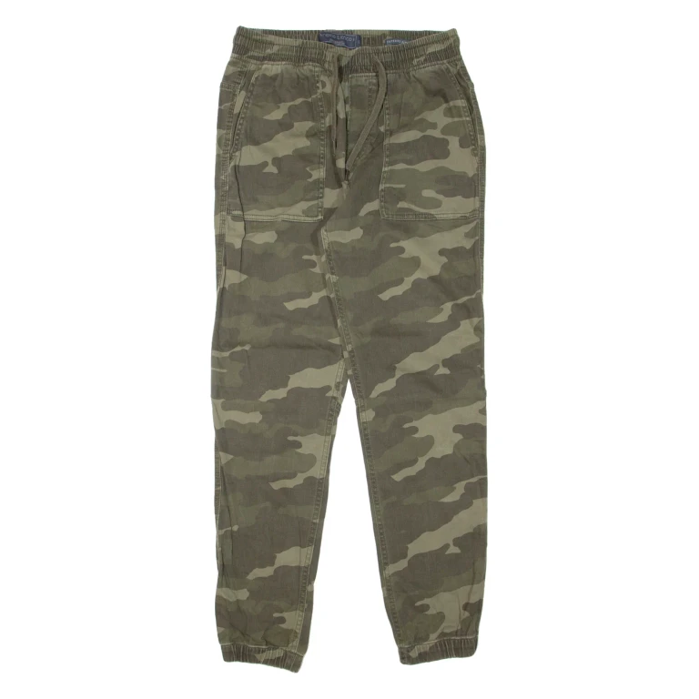 ANGELO LITRICO Camo Mens Trousers Green Slim Tapered W28 L29