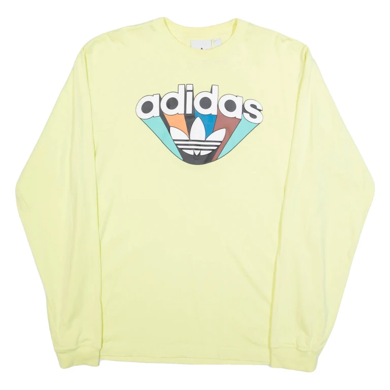 ADIDAS Mens T-Shirt Yellow Long Sleeve M