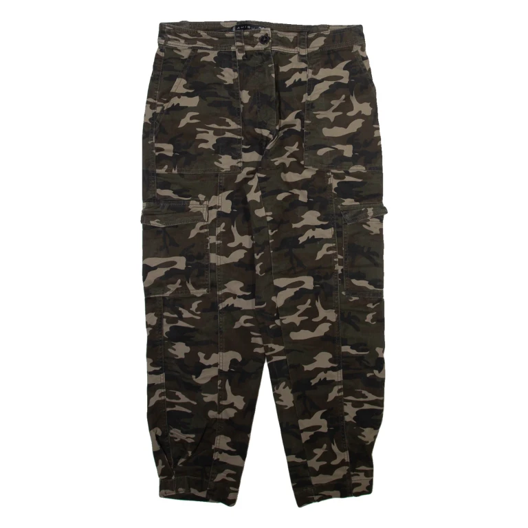 AMISU Camo Cargo Womens Trousers Green Relaxed Tapered W30 L26