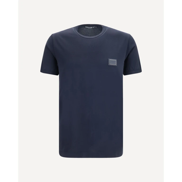 Dolce & Gabbana Zwarte ronde hals T-shirt met logo op de voorkant in katoen voor heren