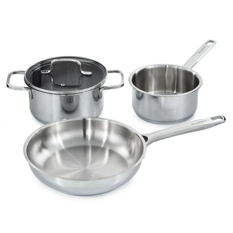 DiNA Helix 5pc Recycled 18/10 Stainless Steel Cookware Set, Glass Lids