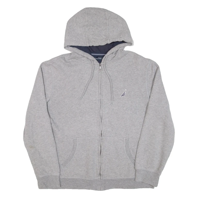 NAUTICA Mens Grey Hoodie Full Zip L