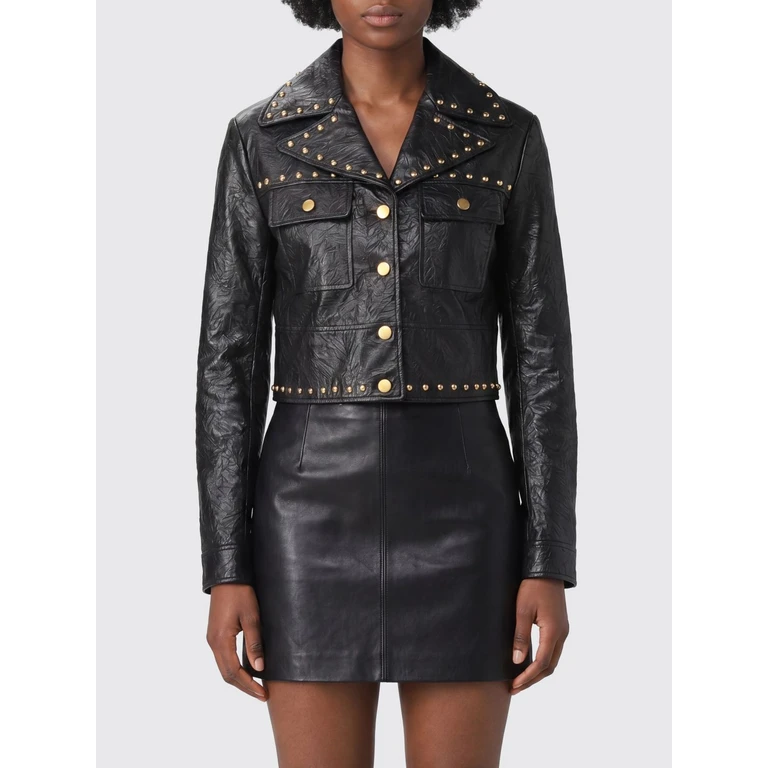 Cropped Studded Faux Leather Biker Jacket (MT620LKL4K001)
