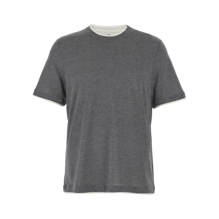 Brunello Cucinelli Gray Silk T-Shirt - Men