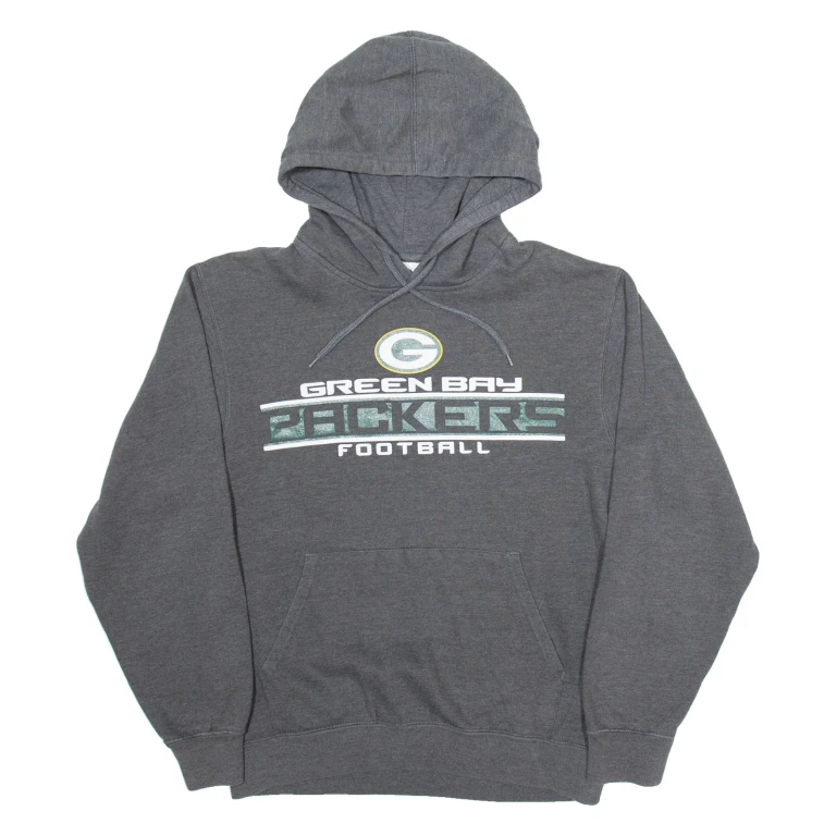 MAJESTIC Green Bay Packers Mens Grey Hoodie USA S