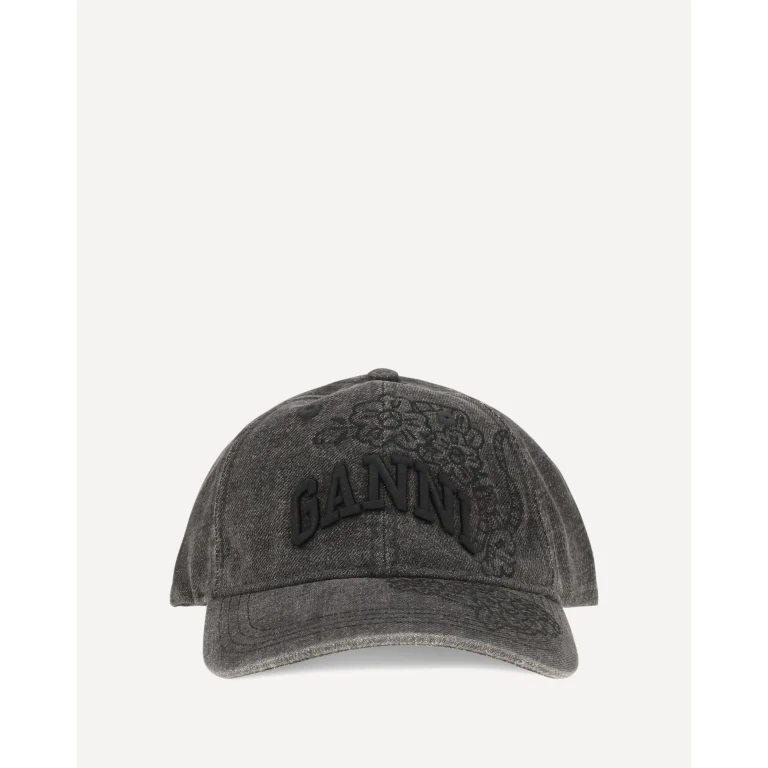 GANNI Baseball Cap in embroidered denim Female UNI