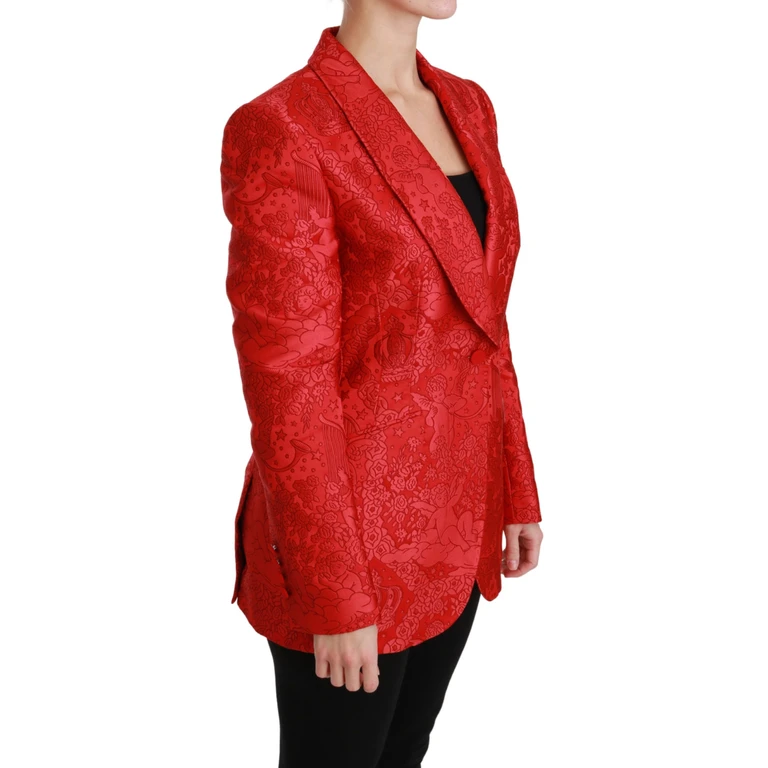 Dolce & Gabbana Red Floral Angel Blazer Coat Jacket Polyester Clothing - Women