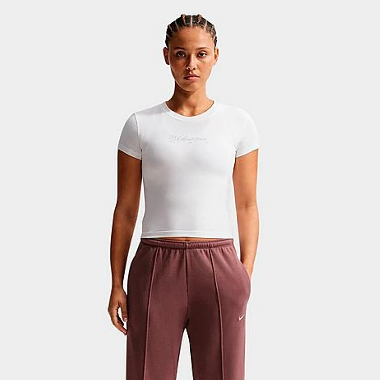 Nike Women's Sportswear Chill Knit Goddess Slim Cropped T-Shirt in White Size: XS