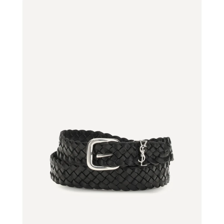 SAINT LAURENT Cassandre rectangular buckle Belt Male 95