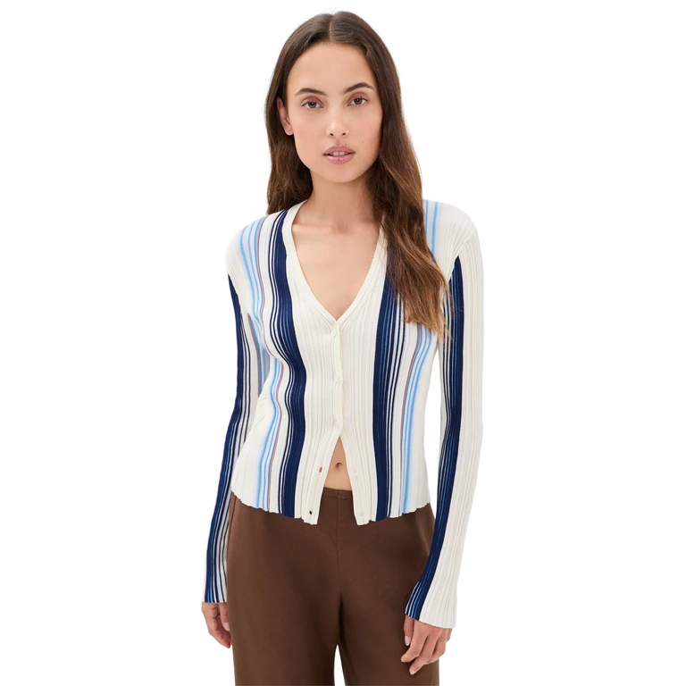 Theory Ribbed Cardigan Ivory Multi/Chk P