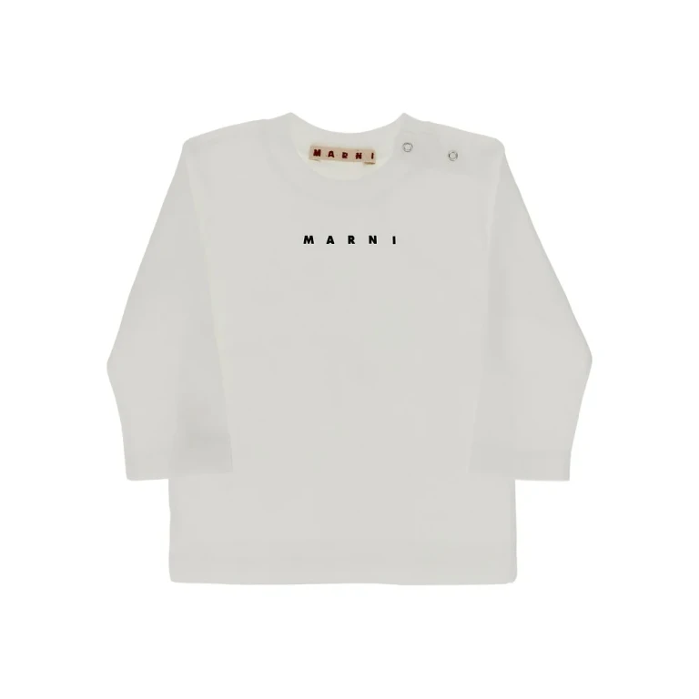 MARNI Long-sleeved T-shirt with logo print Kids 6-9M