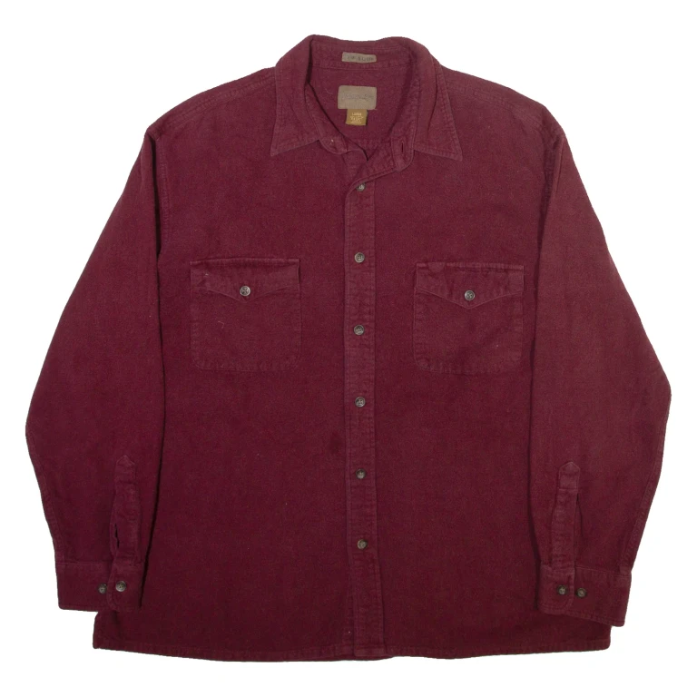 ST JOHN'S BAY Mens Plain Shirt Maroon Long Sleeve L