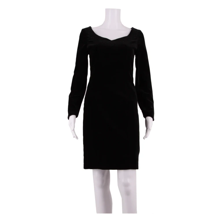 LAURA ASHLEY Womens Pencil Dress Black Velvet 90s Knee Length UK 8