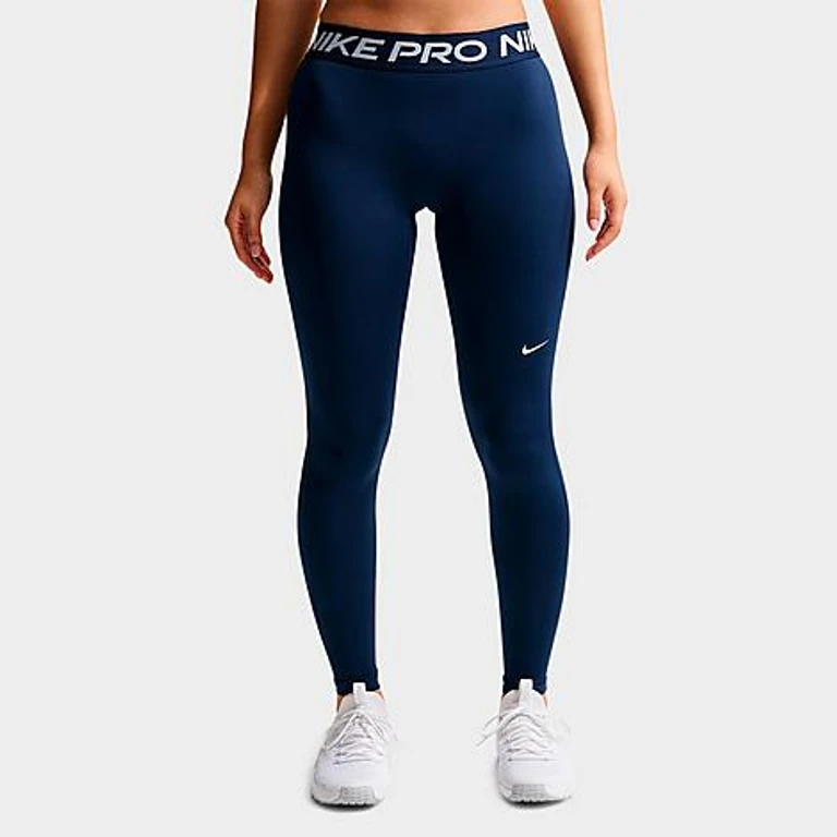 Nike Women's Pro Mid-Rise Full-Length Leggings in Midnight Navy/White Size: XXS