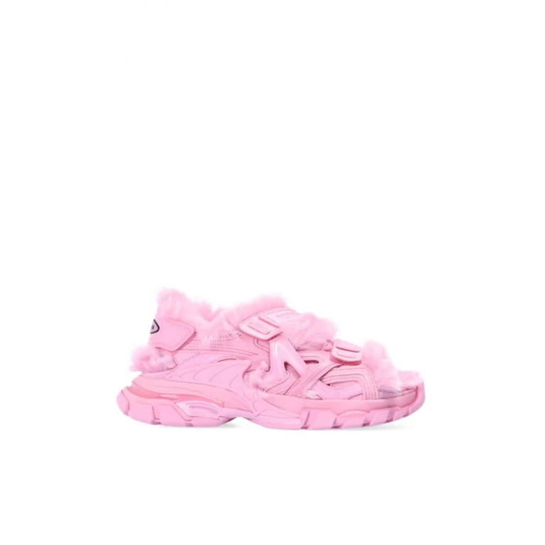 Balenciaga Faux-Fur Track Sandals