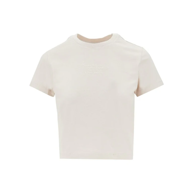 MAISON KITSUNE 'Poetic Script' print cropped T-shirt Woman M