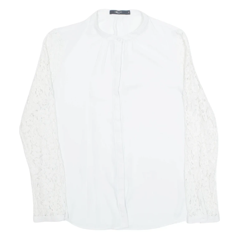 G2000 Lace Sleeves Womens Blouse Shirt Cream Long Sleeve S