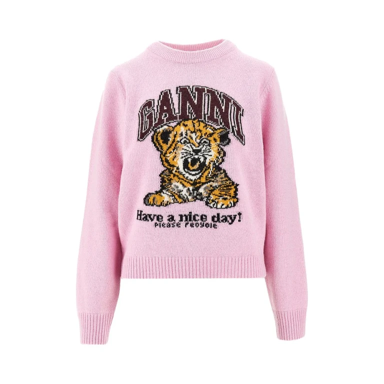 Suéter GANNI de mezcla de lana con diseño de tigre para mujer XS