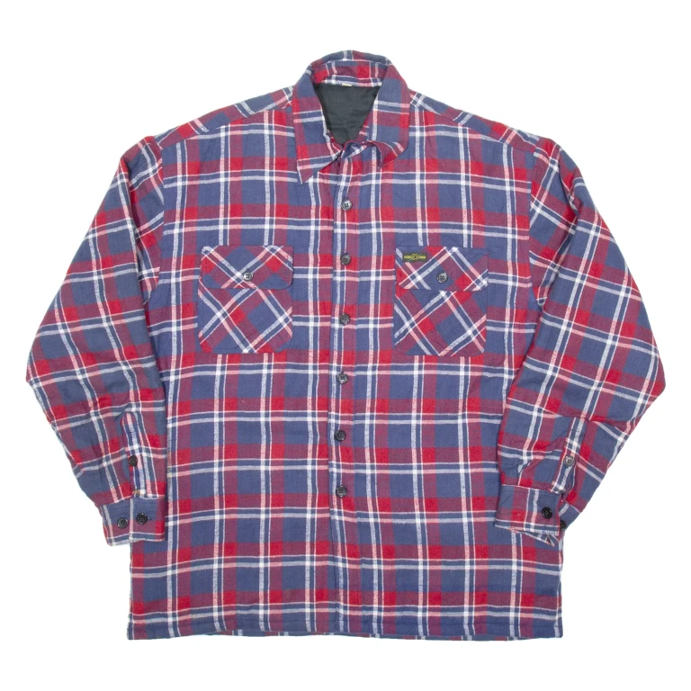 Mens Lumberjack Shirt Blue Check Long Sleeve M
