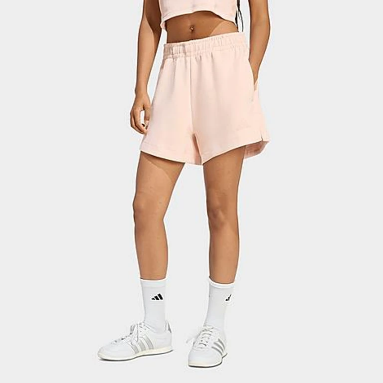 adidas Women's Sportswear Soft Lux Loose Shorts in Blush Pink Size: XS