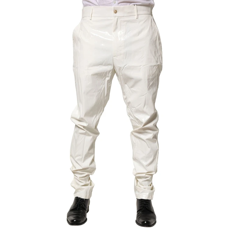Dolce & Gabbana White Nylon Tapered Dress Men Pants Elastane - Men