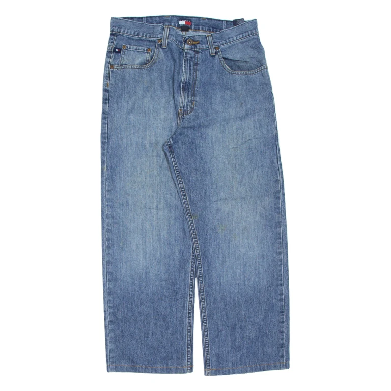 TOMMY HILFIGER Mens Jeans Blue Regular Straight Stone Wash W32 L25