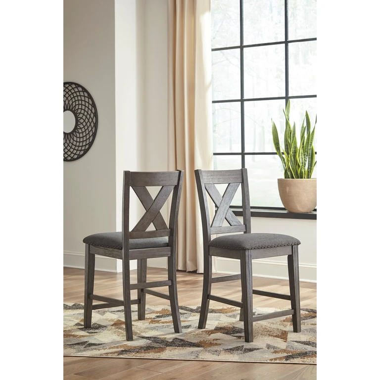 Caitbrook Gray Upholstered Barstools, Set of 2