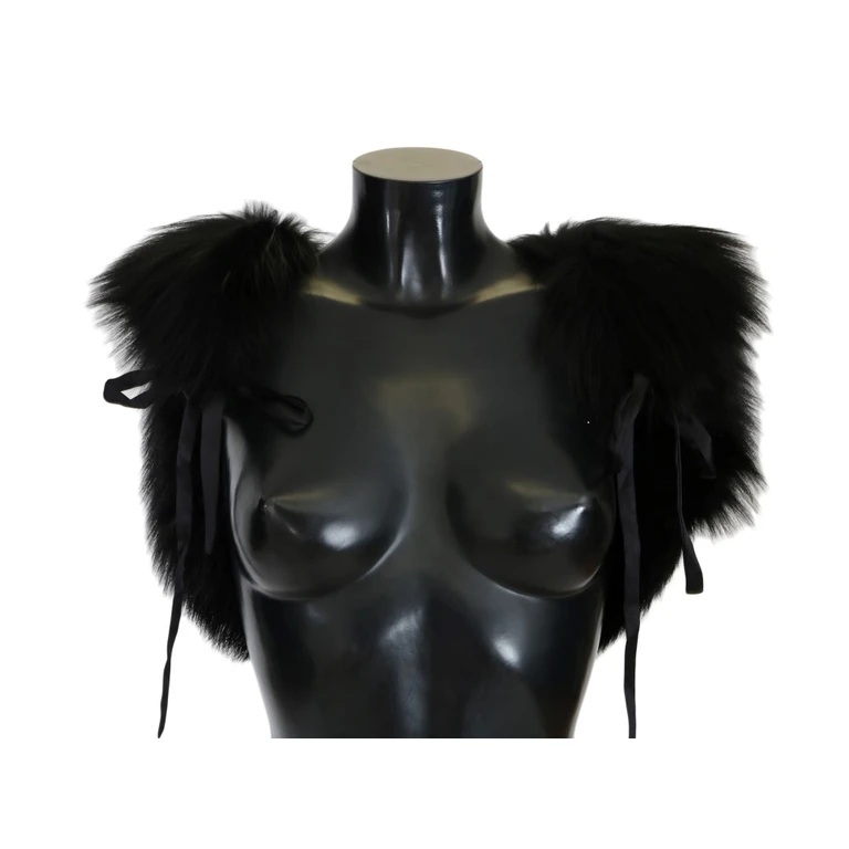 Dolce & Gabbana Black Silver Fox Fur Scarf - Women