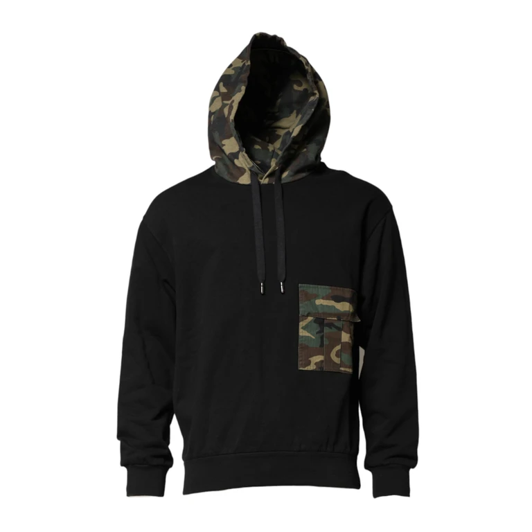 Dolce & Gabbana Black Camouflage Hooded Sweatshirt Sweater Cotton Clothing - Men
