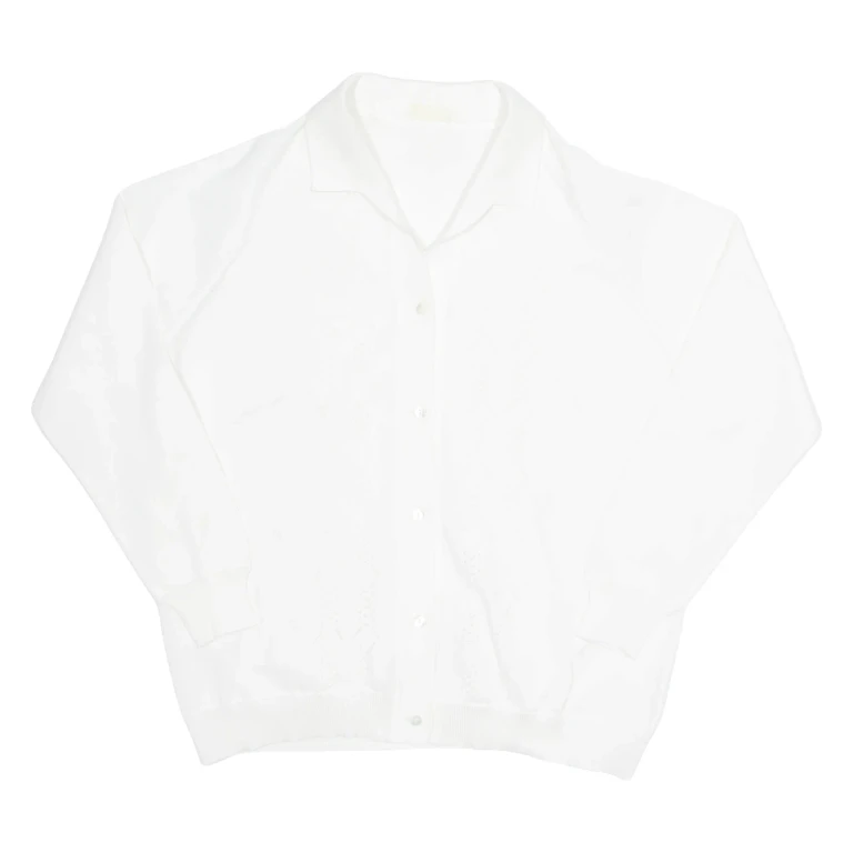 Womens Blouse White Collared Long Sleeve M