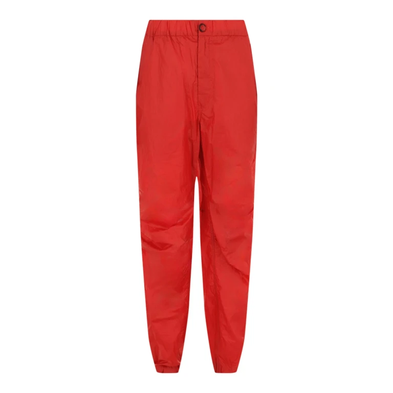 Coated Drawstring Straight-Leg Pants