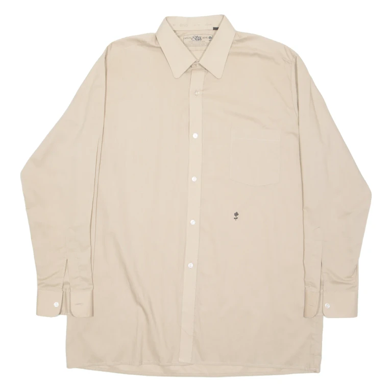 DIOLEN STAN HEMD Mens Plain Shirt Brown Long Sleeve L