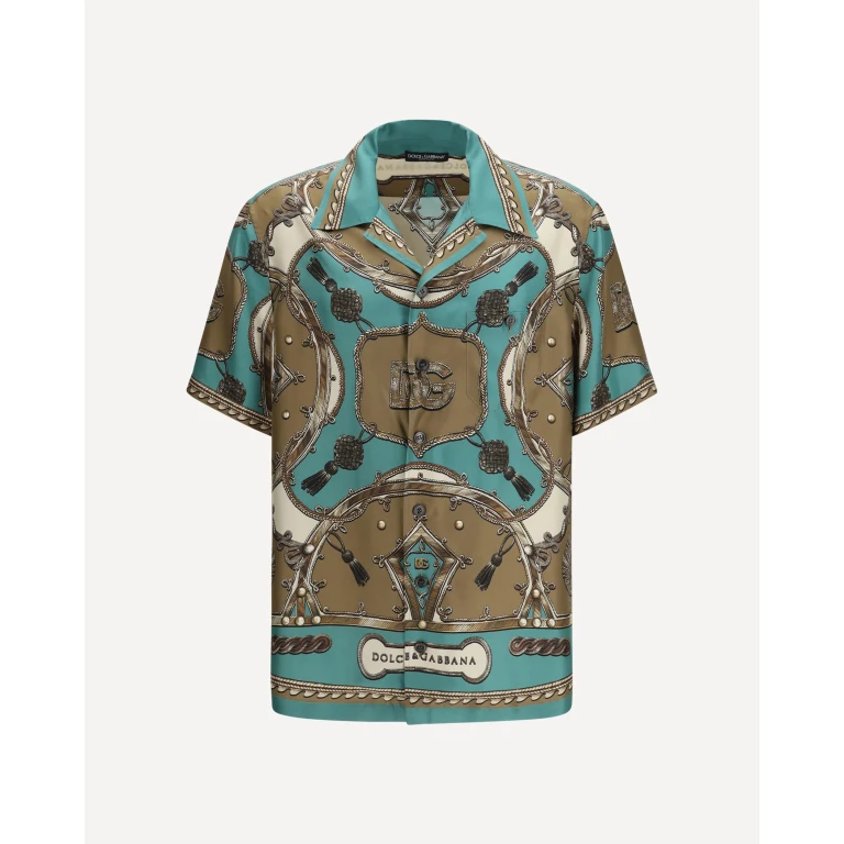DOLCE & GABBANA Hawaii Shirt in washed silk twill with Cargo print Male 42