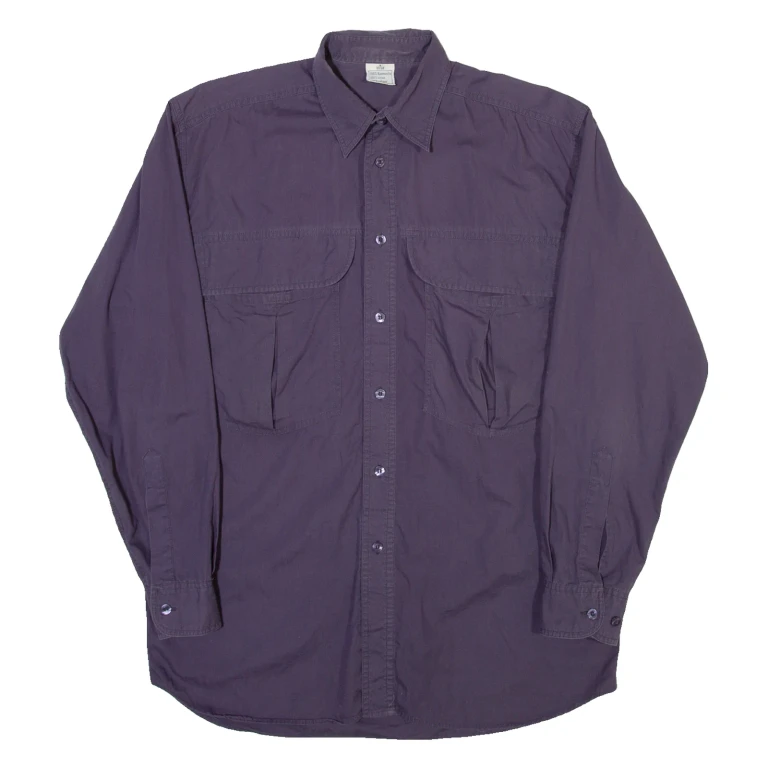 Mens Plain Shirt Purple Long Sleeve S
