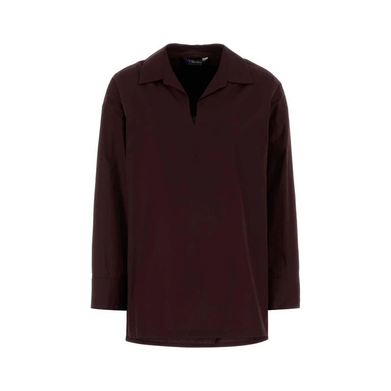 S Maxmara Aubergine Poplin Cristel Blouse Rubino Scuro Exterior: Cotton Maglie - Women