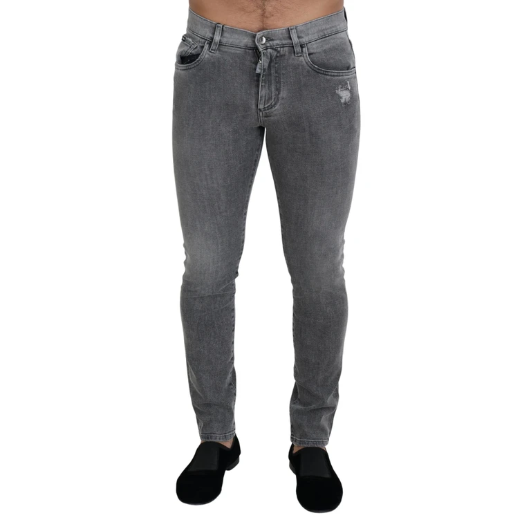 Dolce & Gabbana Grey Washed Cotton Skinny Denim Jeans Gray Elastane Clothing - Men