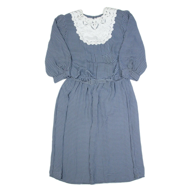 IN THE MOOD Womens A-Line Dress Blue 90s Check Long M