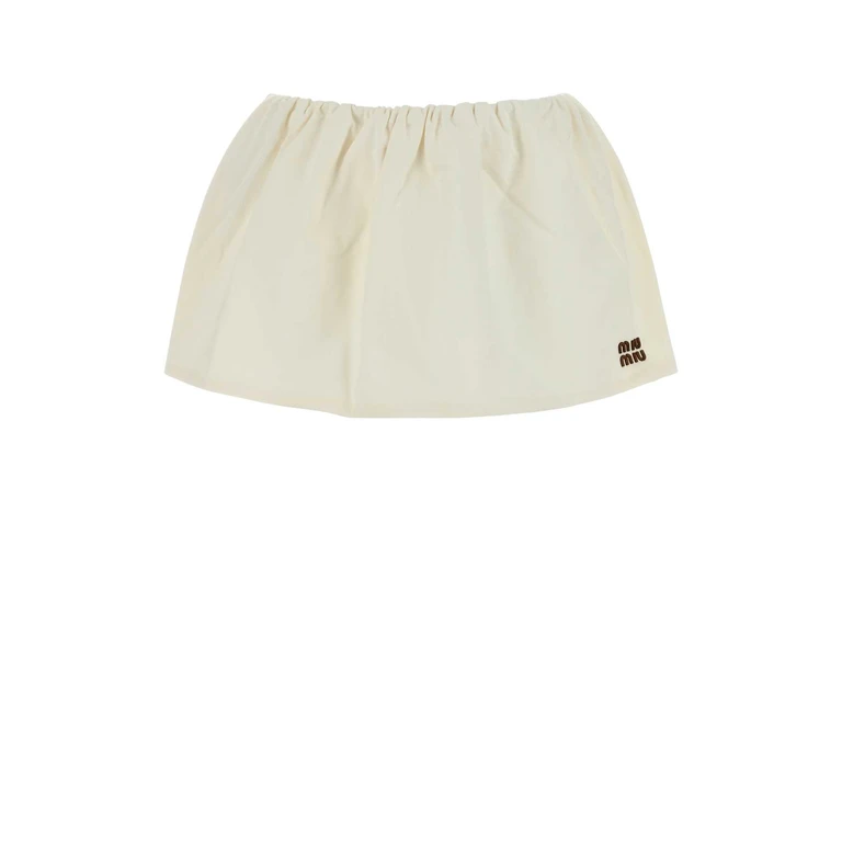 Miu Miu Ivory Cotton Mini Skirt Bianco Exterior: Gonne - Women