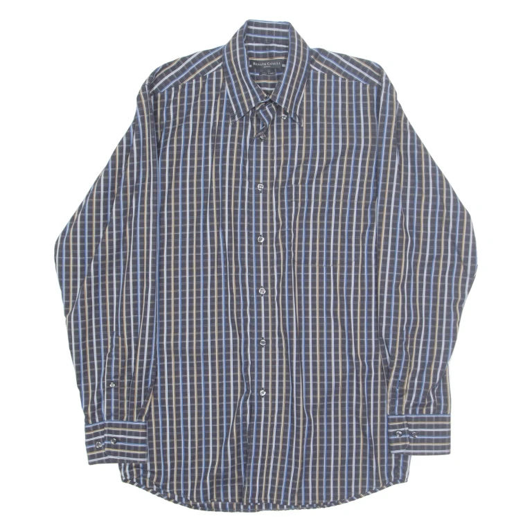 RENATO CAVALLI Mens Shirt Black Check Long Sleeve S
