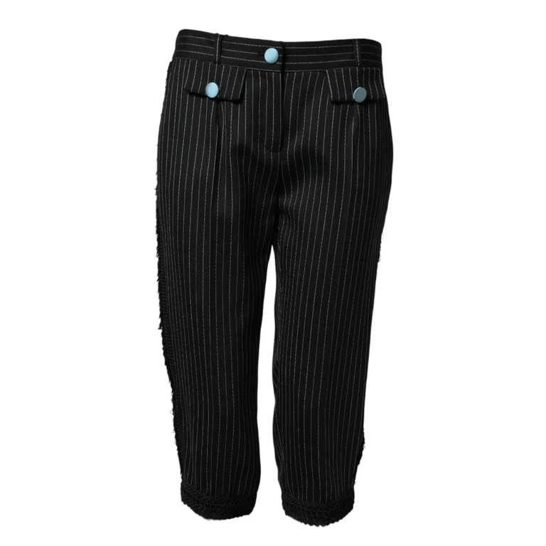 Dolce & Gabbana Black Wool Stripes Cropped Trouser Pants 02+wv - Women